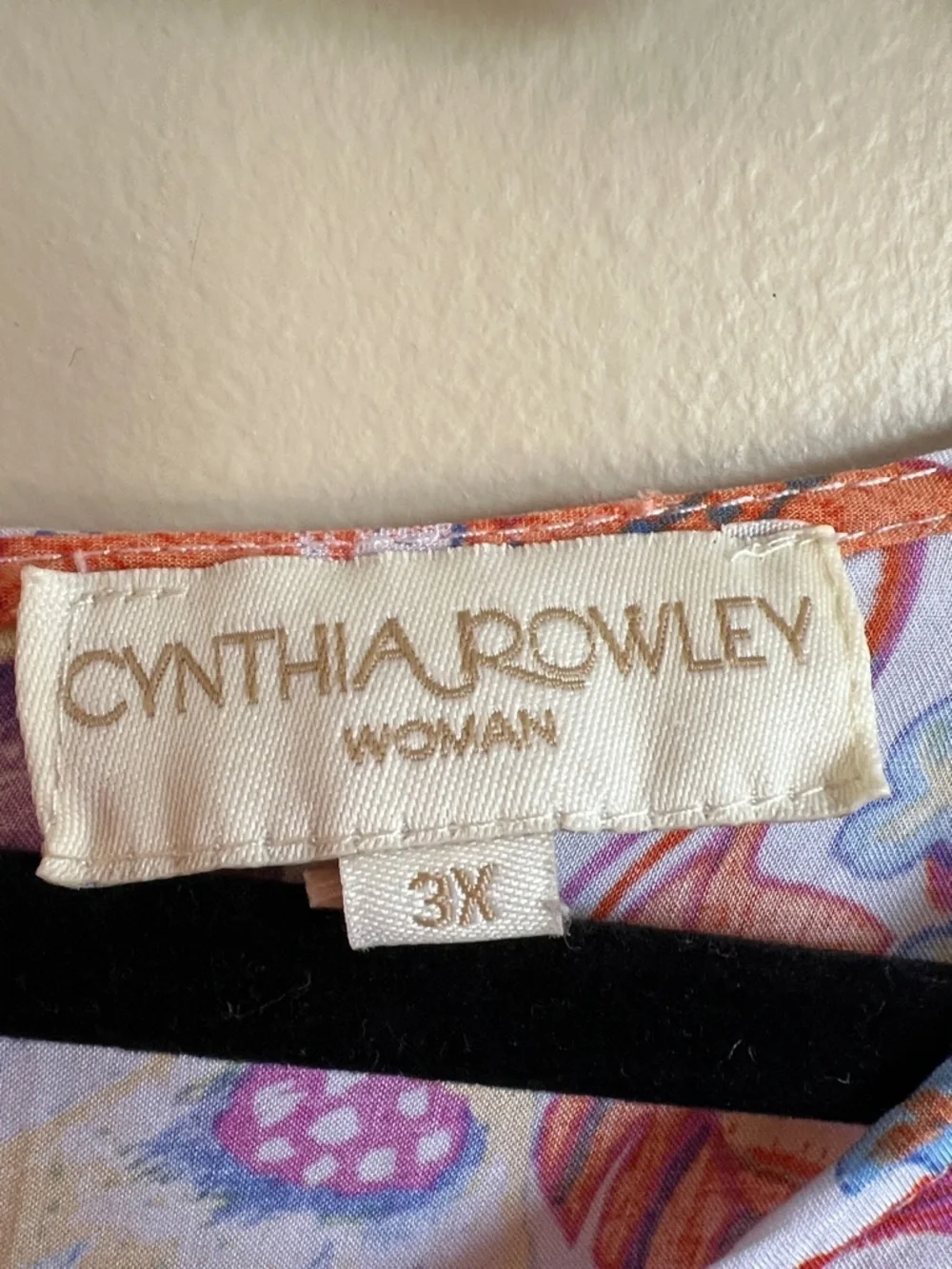Cynthia Rowley Woman 3X Floral Hi Low Blouse Colorful Rayon Short Sleeve Top